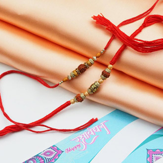 Set of 2 Antique Rudraksha Rakhis