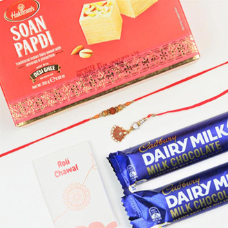 Best Jodi Rakhi with Soan Papdi and Dairy Milk