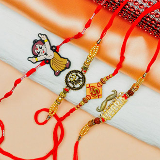 Traditional & Cute Kids Cartoon Set of 4 Rakhis - Send Rakhi to Australia