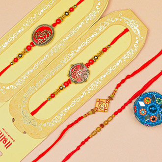 Divine Metallic Finish Set of 4 Rakhis