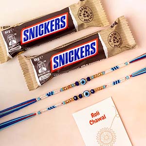 Trending Rakhi with 2 Snickers - Australia - Set of 2 Rakhi to Australia