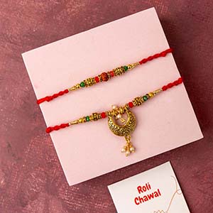 Rajsthani Style Bhaiya and bhabhi Rakhi Set - Lumba Rakhi to Australia