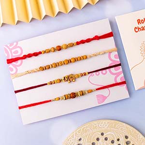 4 Sober Rakhi Set - Australia - Rudraksha Rakhi to Australia