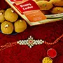 Kundan Floral Rakhi and Besan Laddoo