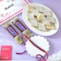 Premium Evil Eye Rudraksha Rakhi with Sweets & Chocolates