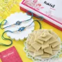 Royal Blue Premium Designer Rakhi Gift Combo with Kaju Katli
