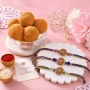 Premium Designer Triplex Rakhi and Besan Ladoo Gift