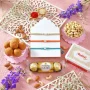 Premium Trio Rakhi Delight Hamper with Ferrero, Besan Laddoo & Cashews