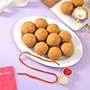 Single Rakhi Thread With Besan Laddoo