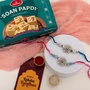 Designer Floral Rakhi with Soan Papdi Gift Pack