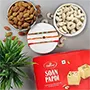 Traditional 3 Rakhi Set with Sweet and Dry Fruits combo - For Finland