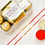 Set of 2 Golden Beads Rakhis And Ferrero Rocher
