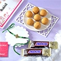 Alluring Single Rakhi with Besan Laddoo & Chocolates