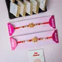 Set of 2 Floral Design Rakhis with Kaju Katli