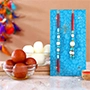 Blue Lumba Rakhi Set With Gulabjamun And Rasgulla Exp