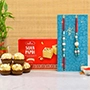 Blue Pearl Lumba Rakhi Set And Soan Papdi With Ferrero Rocher Exp