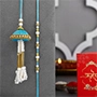 Tranquil Teal Jhumar Bhaiya Bhabhi Pearl Rakhi Set
