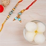 Blue Stone Rakhi Set And Haldiram Rasgulla Tin Combo