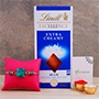 Green Agate Stone Rakhi And Lindt Chocolate