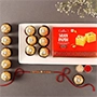 Sneh Rose Gold Rakhi With Soan Papdi & Ferrero Rocher