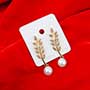 Dazzling Stone Studded Golden Earrings