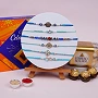 Blue Nazar Rakhi Set of 6 with Ferrero Rocher Combo