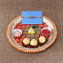 Pretty Puja Thali with Rudraksha Rakhi