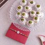 Scintillating Pearl Rakhi with Kaju Kalash Sweets