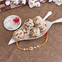 Sophisticated Kundan Rakhi N Dry Fruit Laddoo