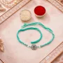 Turquoise Stone Designer Rakhi with Roli Chawal