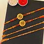 Two Golden Om and Two Beaded Rakhi Set - Fiji