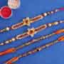 Four Designer Golden Rakhi Set