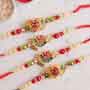 Two Shree and Two Swastika Golden Rakhi Set