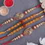 Two Antique and Two Rudraksha Rakhi Set