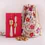 Designer Bhaiya Bhabhi Rakhi with Almond Potli