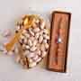 Rakhi with Pista and Designer Golden Tray