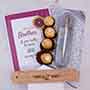 Golden Rakhi with Card Pen N Ferrero Rocher
