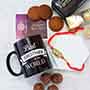 Designer Stone Rakhi with Chocolates N Mug Gift Pack