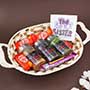 Chocolates N Dried Fruit Slices in a Basket