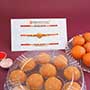 Golden Rakhi N Beaded Rakhi with Sweets Combo