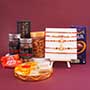 Five Rakhis with Chocolates N Sweets Combo for Brothers