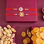 Golden Rakhi N AD Rakhi with Dry Fruits for Brothers