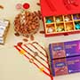 Pearl Rakhi N Golden Rakhi with Sweets N Chocolates