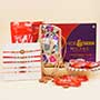 Five Set of Designer Rakhis with Chocolates Gift Pack