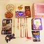 Five Rakhi Set with Dry Fruits Gift Hamper