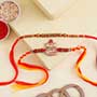 Golden Ganesha Rakhi N Beaded Rakhi Set