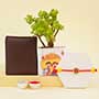 Designer Rakhi with Wallet N Jade Plant