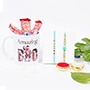 2 Beaded Rakhi with Personalized Mug for brother
