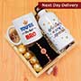 Swastika Rakhi with Bottle N Mug Gift Hamper Next Day Delivery