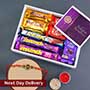 Om Rakhi with ChocolatesTray Next Day Delivery